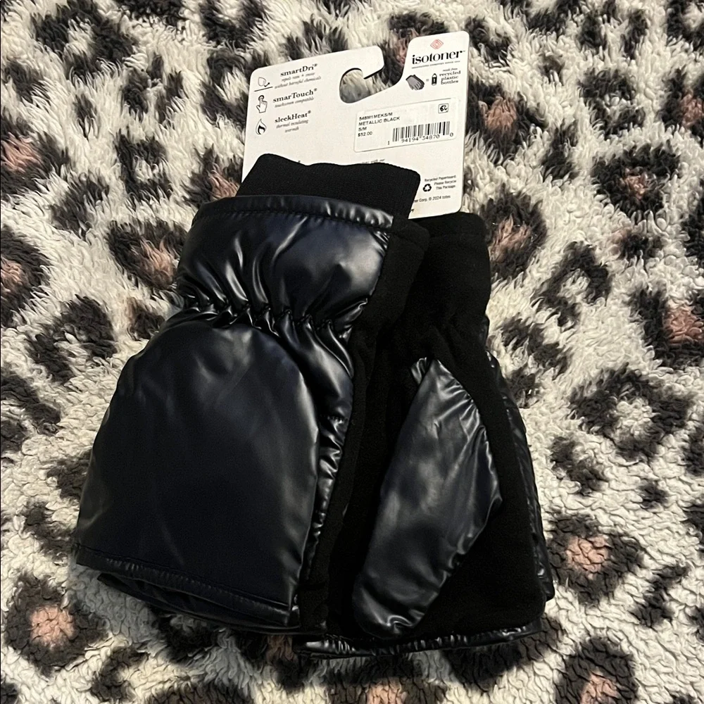 Isotoner Metallic Black Convertible Winter Mittens - Picture 2 of 10